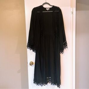 Umgee Black Lace Trim Cardigan